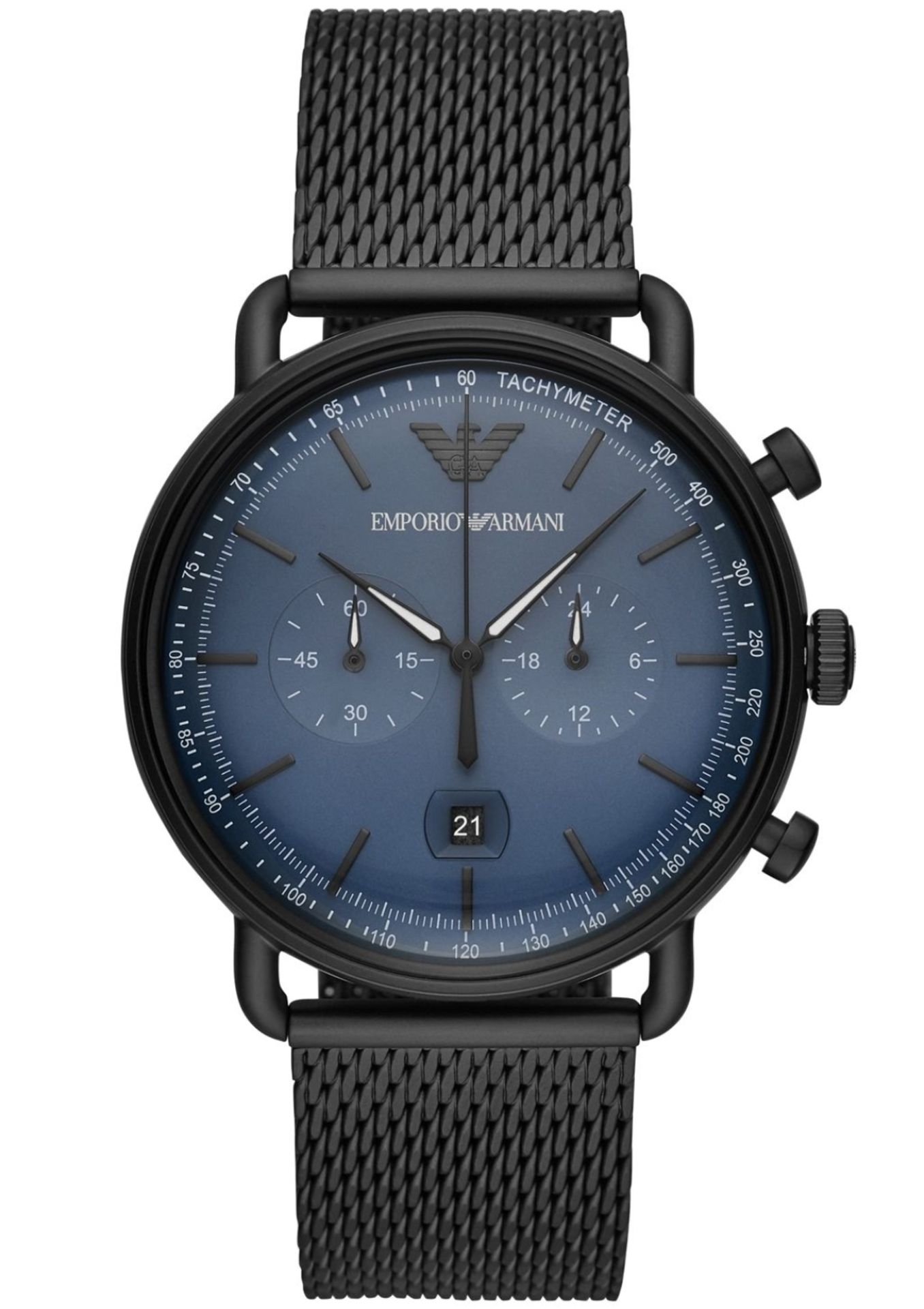 Emporio Armani AR11201 Men's Aviator Black Mesh Band Chronograph Watch