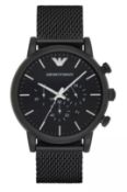 Emporio Armani AR1968 Men's Black Mesh Band Quartz Chronograph Watch