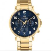 Tommy Hilfiger Daniel Gold Plated Dark Blue Chronograph Dial Bracelet Watch 1710384