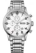 Hugo Boss Men's Aeroliner Silver Bracelet Chronograph Watch 1513182