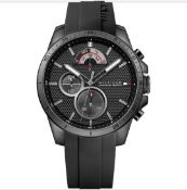 Tommy Hilfiger 1791352 Men's Decker Black Silicone Strap Sports Watch