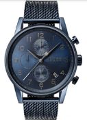 Men's Hugo Boss Navigator GQ Edition All Blue Mesh Band Chronograph Watch 1513538