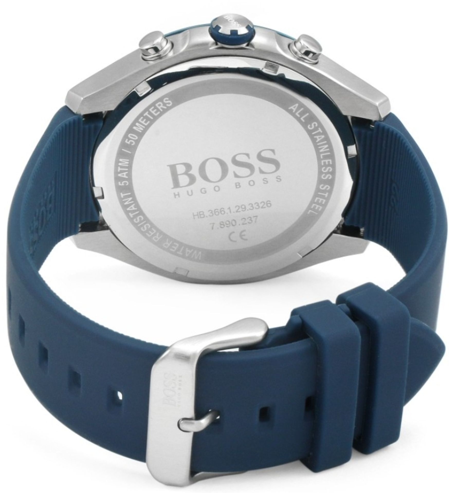 Hugo Boss 1513717 Men's Velocity Blue Silicone Strap Chronograph Watch - Image 6 of 6