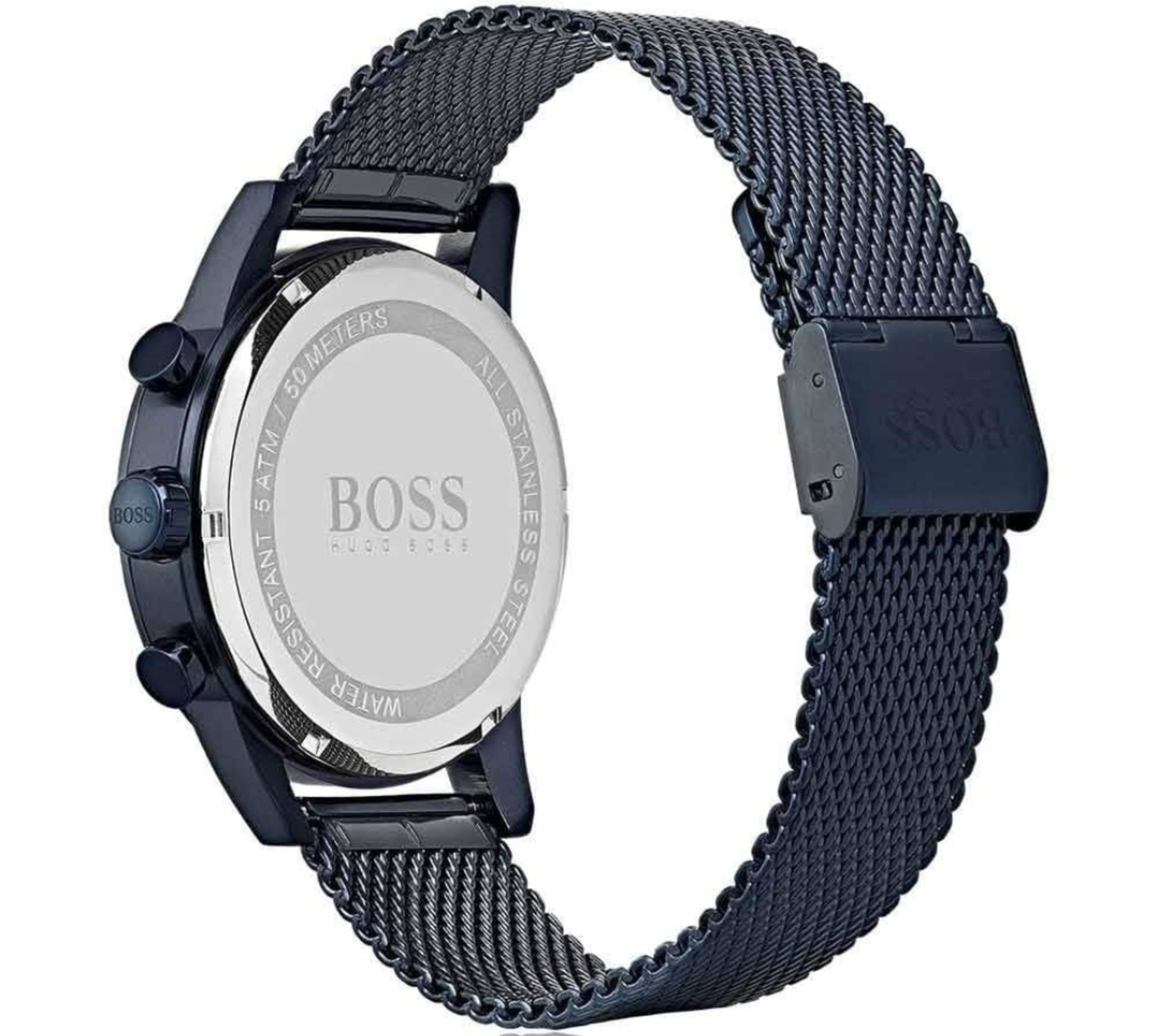 Men's Hugo Boss Navigator GQ Edition All Blue Mesh Band Chronograph Watch 1513538 - Image 5 of 6