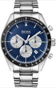 Hugo Boss 1513630 Men's Trophy Blue Dial Silver Bracelet Chronograph Watch