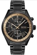 Hugo Boss 1513578 Men's Grand Prix Black Stainless Steel Bracelet Chronograph Watch