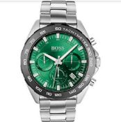 Hugo Boss 1513682 Men's Intensity Green Dial Silver Bracelet Chronograph Watch