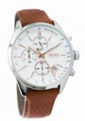 Hugo Boss 1513475 Men's Grand Prix Brown Leather Strap Chronograph Watch