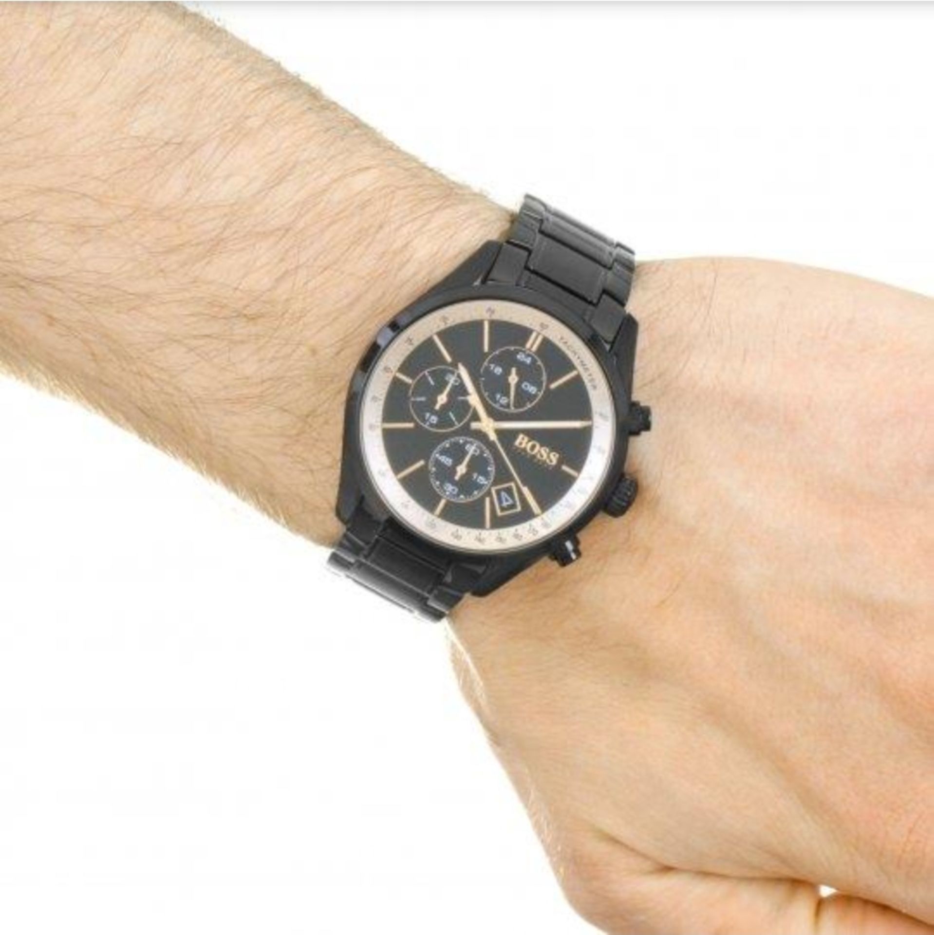 Hugo Boss 1513578 Men's Grand Prix Black Stainless Steel Bracelet Chronograph Watch - Image 4 of 6