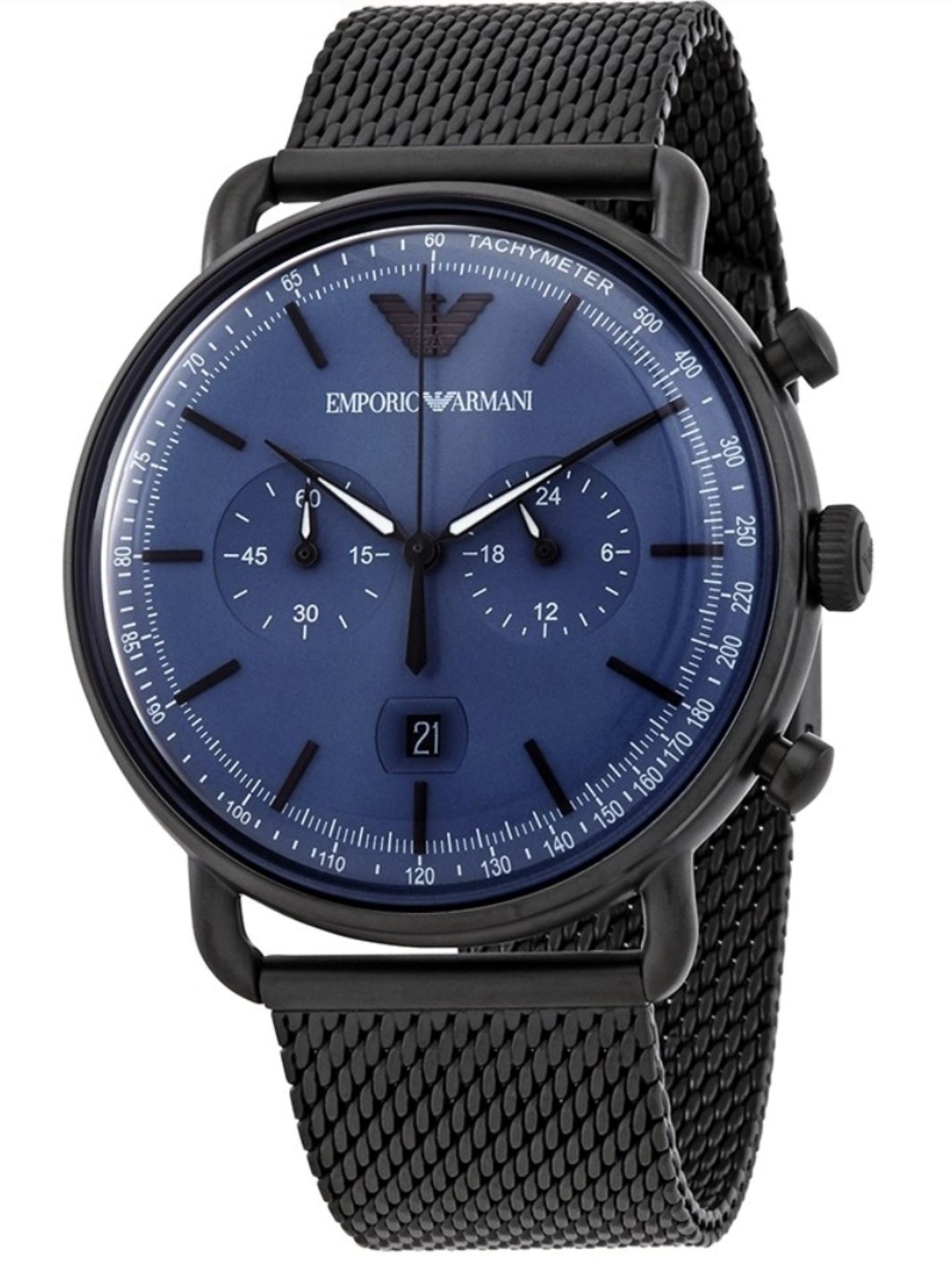 Emporio Armani AR11201 Men's Aviator Black Mesh Band Chronograph Watch - Image 3 of 5