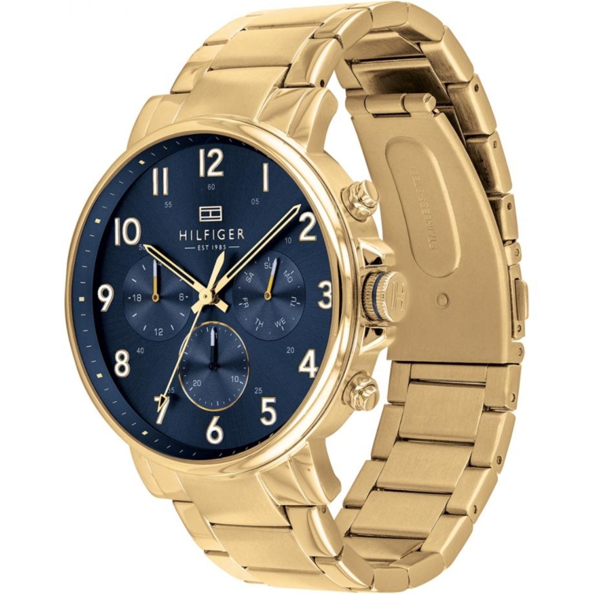 Tommy Hilfiger Daniel Gold Plated Dark Blue Chronograph Dial Bracelet Watch 1710384 - Image 2 of 5