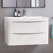 New 1000mm Austin II Gloss White Built-In Basin Drawer Unit - Wall Hung. RRP £999.99. Comes C...