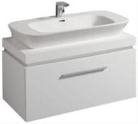 New (S9) Keramag Design Silk Cabinet Under The Washbasin 1400 x 400 x 470 White Gloss 816042000...