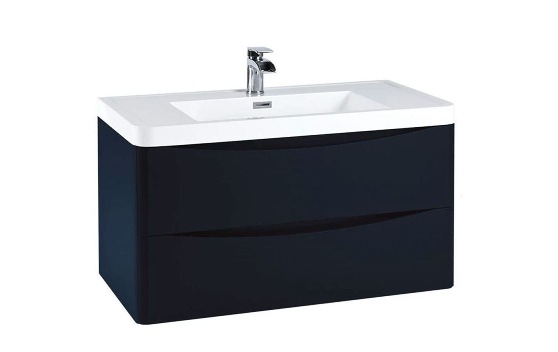 New (A151) 900mm Bella Indigo Blue Wall Hung Vanity Unit. RRP £689.00.This Stunning Indigo B...