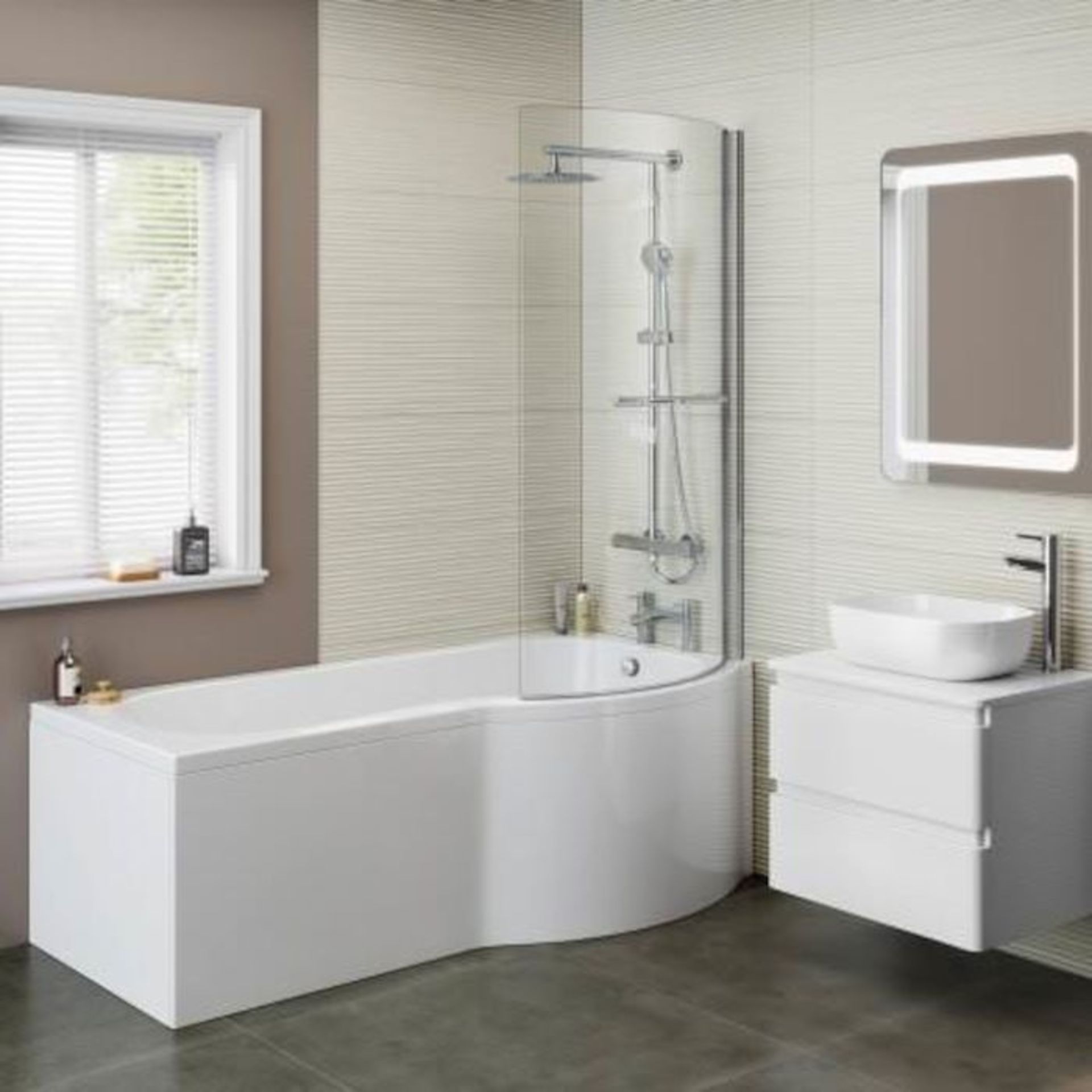 New (U157) 1700x850mm - Right Hand P-Shaped Bath. Rrp £399.99. Ideal Space Saving Solution Fo...