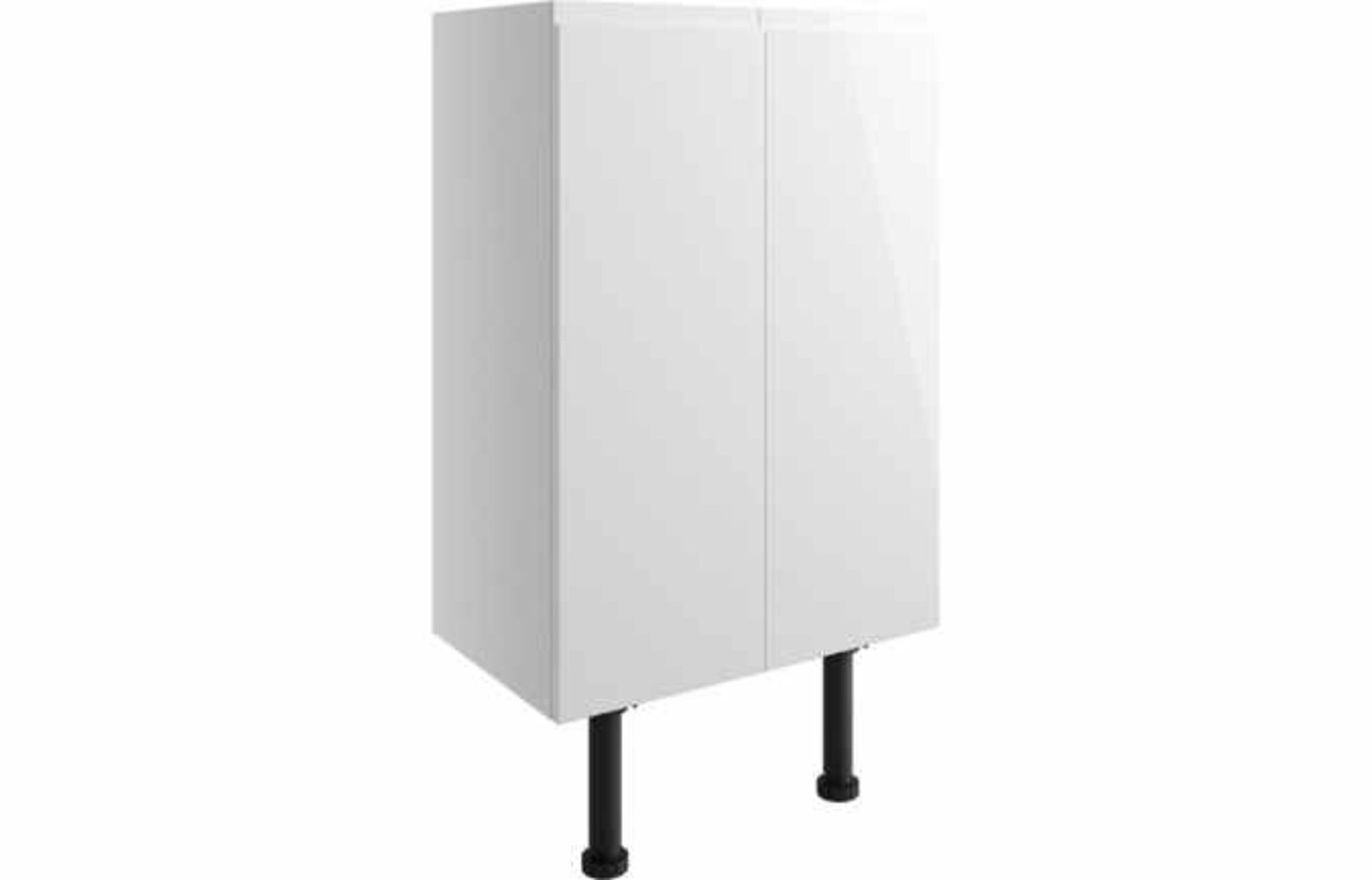 New (Y108) 600mm - Valesso 2 Door Base Unit - White Gloss. Durable 18mm Cabinet, Sides And Back... - Bild 2 aus 2