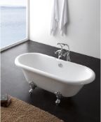 New (H2) 1690mm Richmond Freestanding White Bath With Chrome Feet. Richmond Freestanding White ...