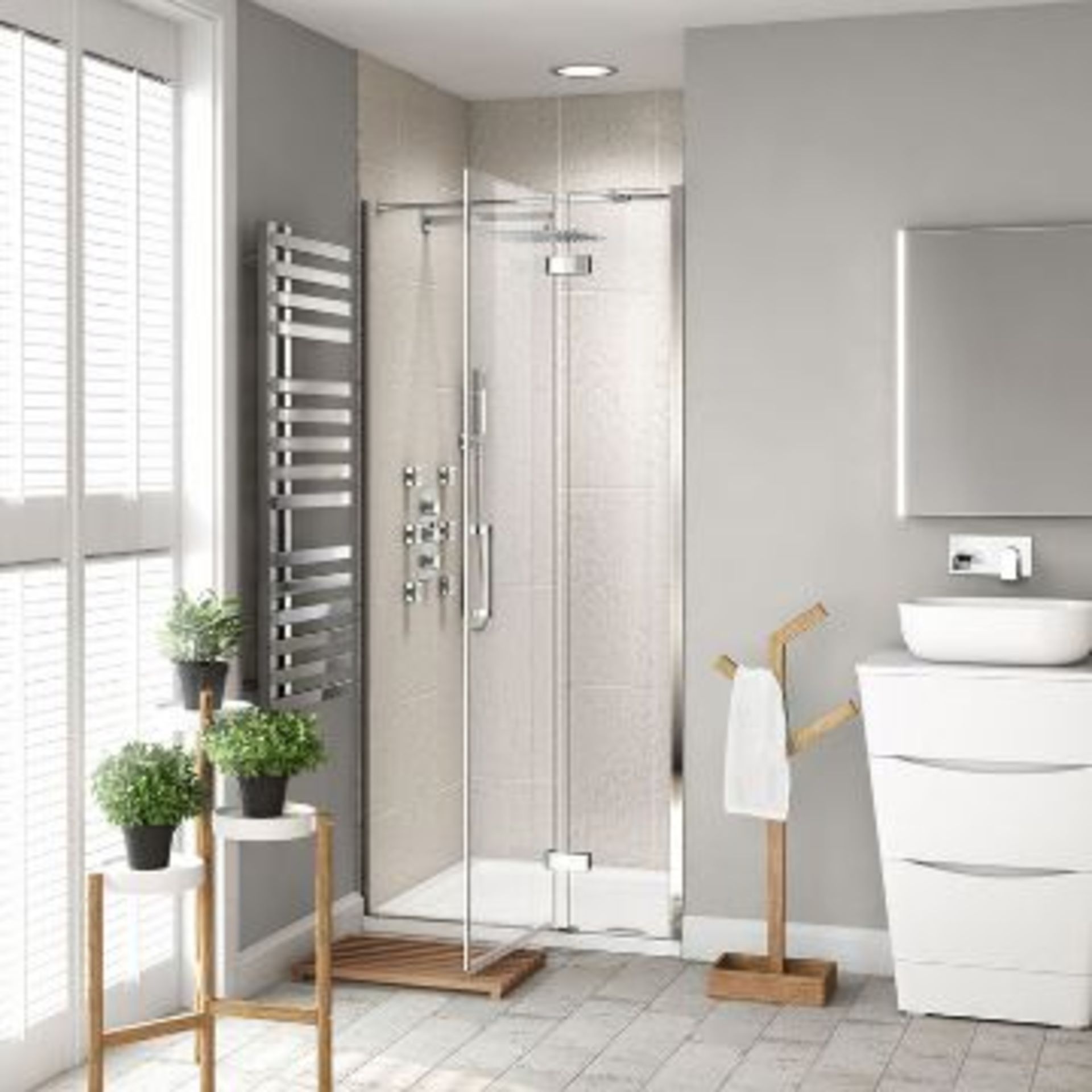 New & Boxed 700mm - 8mm - Premium Easy clean Hinged Shower Door. RRP £499.99.H82600Cp. 8mm Eas... - Image 2 of 2
