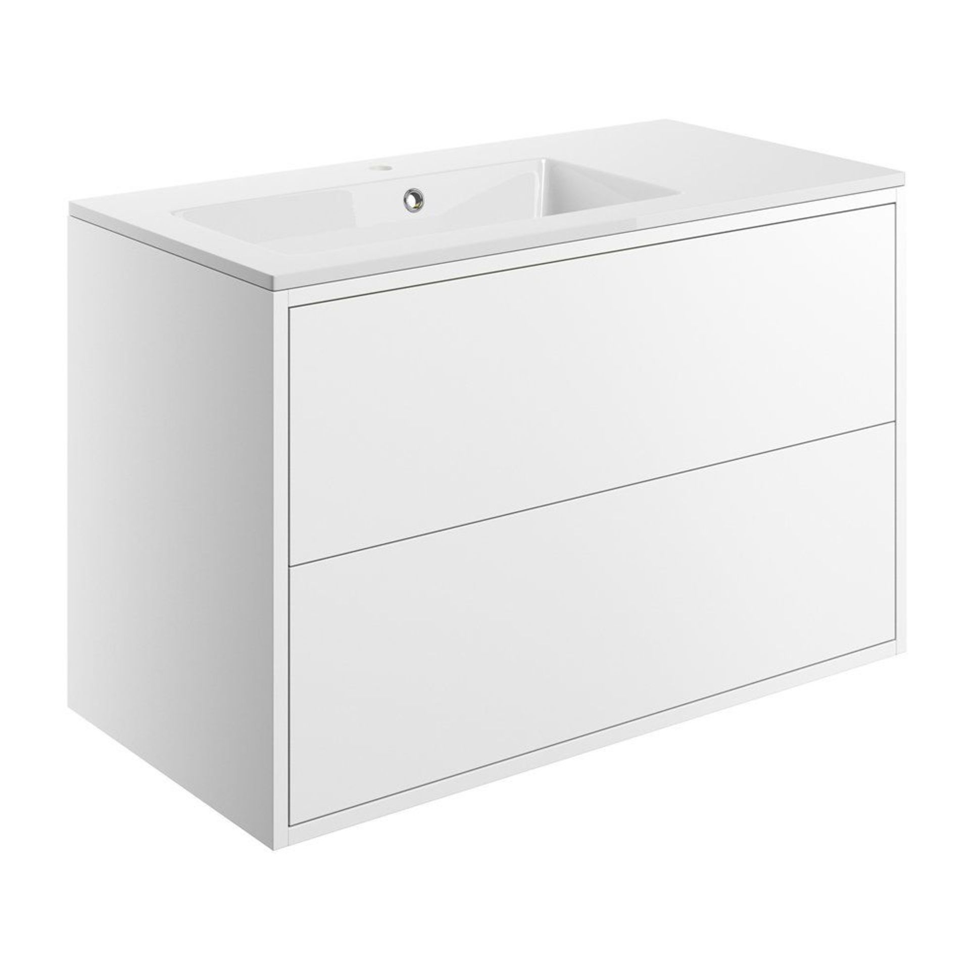 New (W143) Perla 900mm 2 Drawer Wall Hung Vanity Unit - Matt White Rrp £307.07 Push To Open Dr... - Image 2 of 2