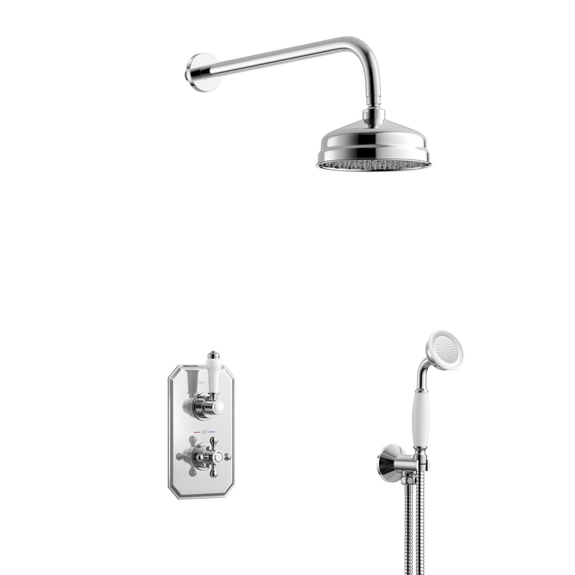New & Boxed 150mm Traditional Stainless Steel Wall Mounted Head, Rail Kit. RRP £511.99. - Image 2 of 3