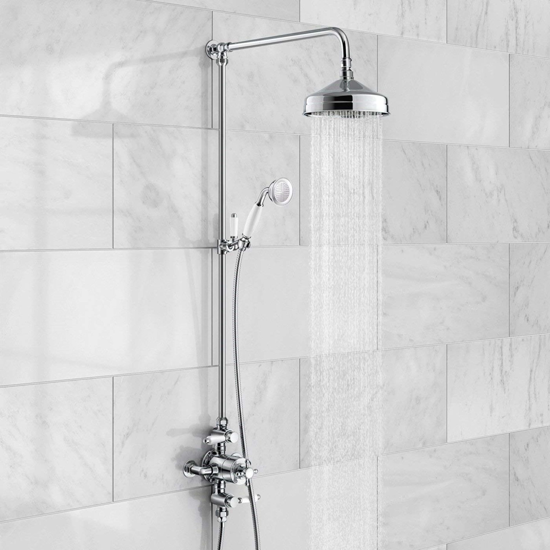 New (J8) Edwardian Dual Traditional Thermostatic Shower Mixer + Rigid Riser + Diverter. The Sol... - Image 2 of 2