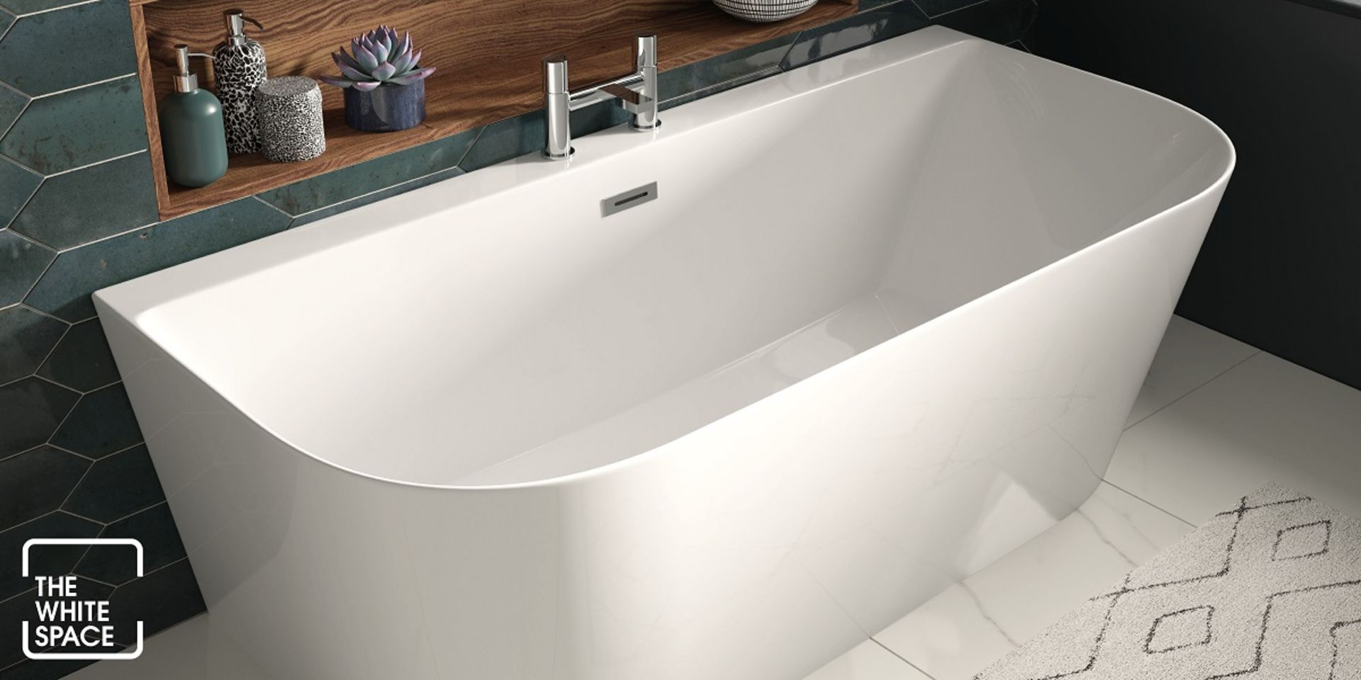 New (J1) 1500x750mm Modern Freestanding D Shape Bath. Rrp £1,401.99. White Acrylic Finish Supp...