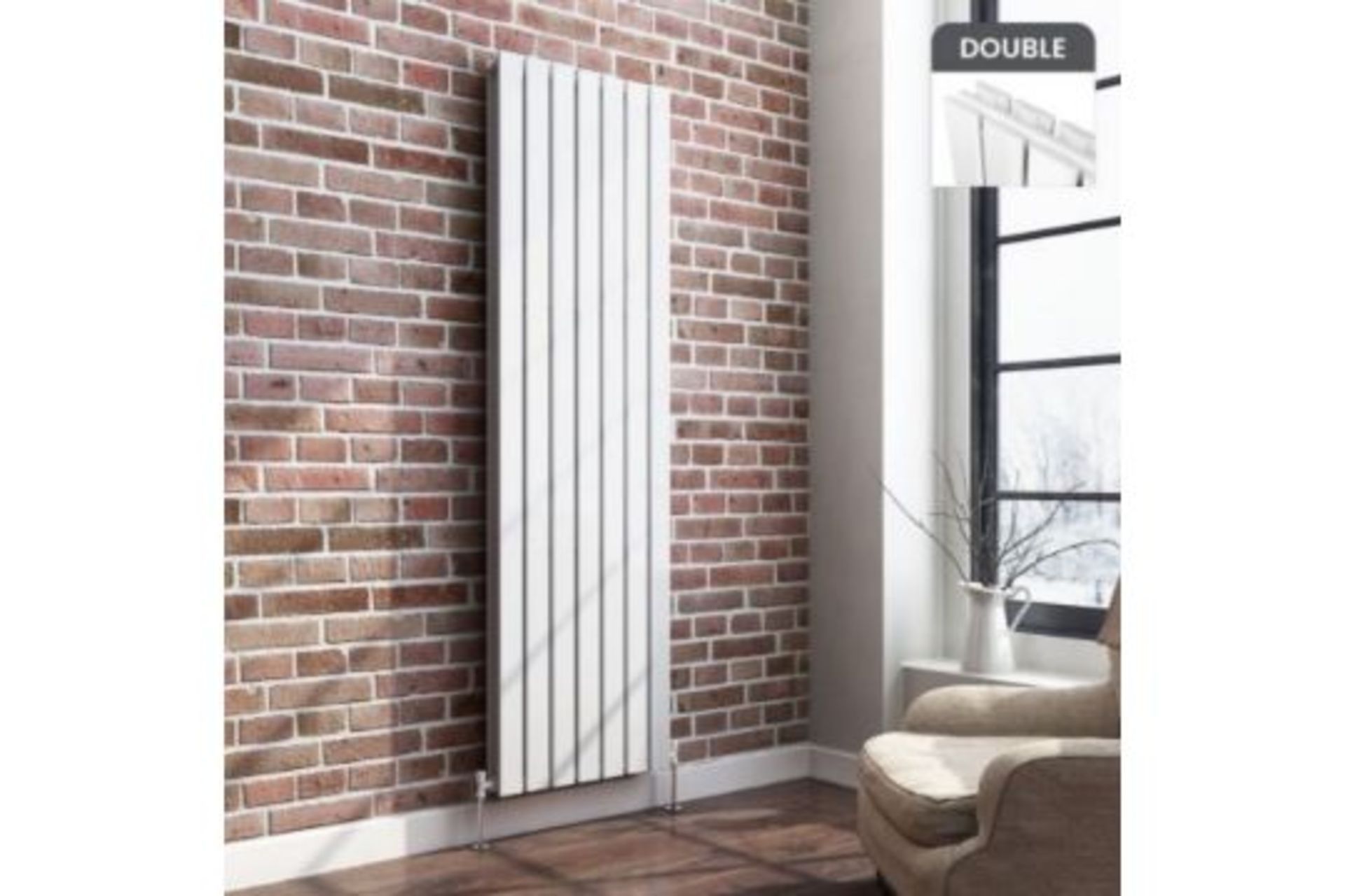 New 1800x532mm Gloss White Double Flat Panel Vertical Radiator. Rc262.Designer Touch Ultra-