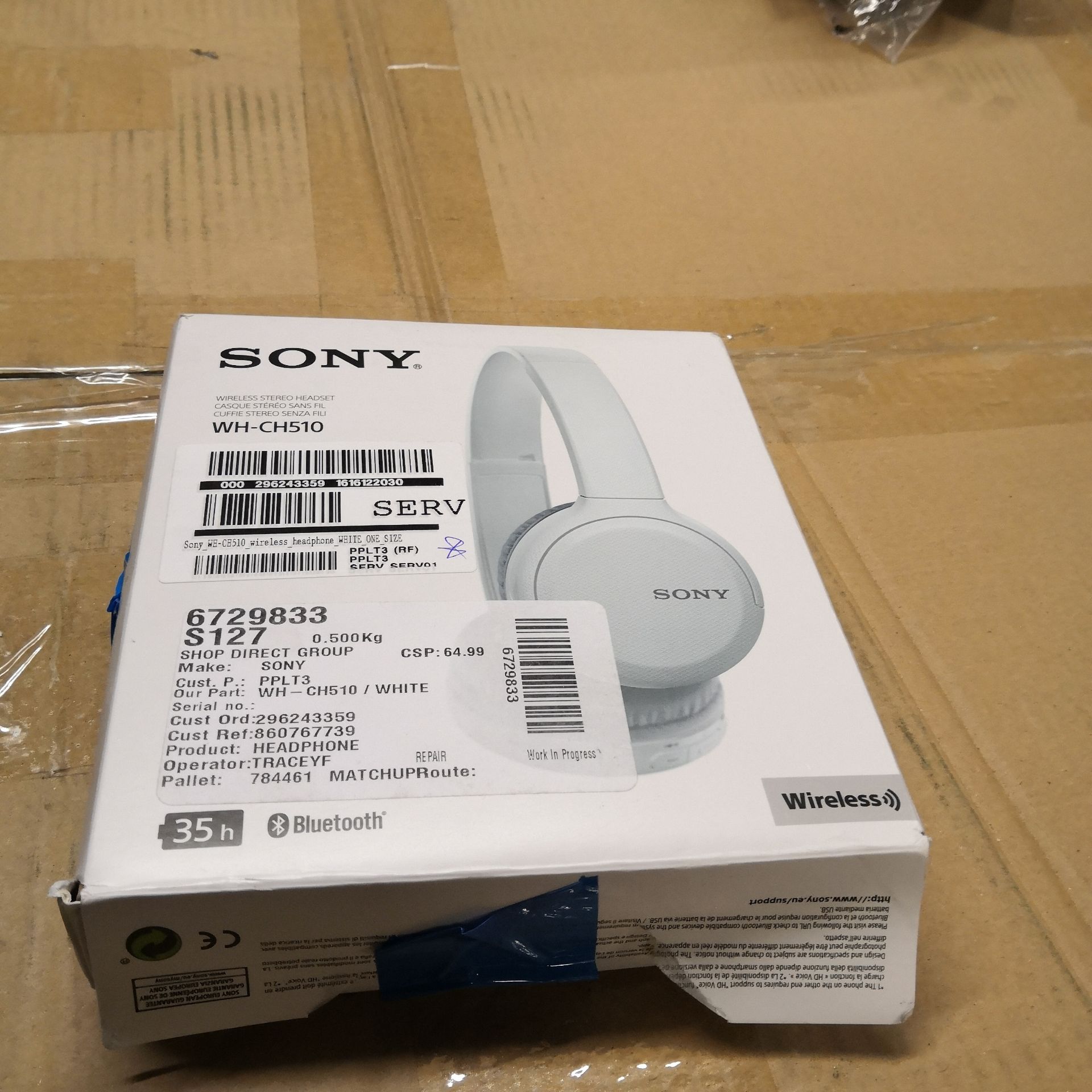 Sony wh-ch510 wireless with voice assistant headphones [white] 0x0x0cm rrp: £76.0