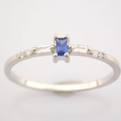 14K White Gold Diamond & Sapphire Ring