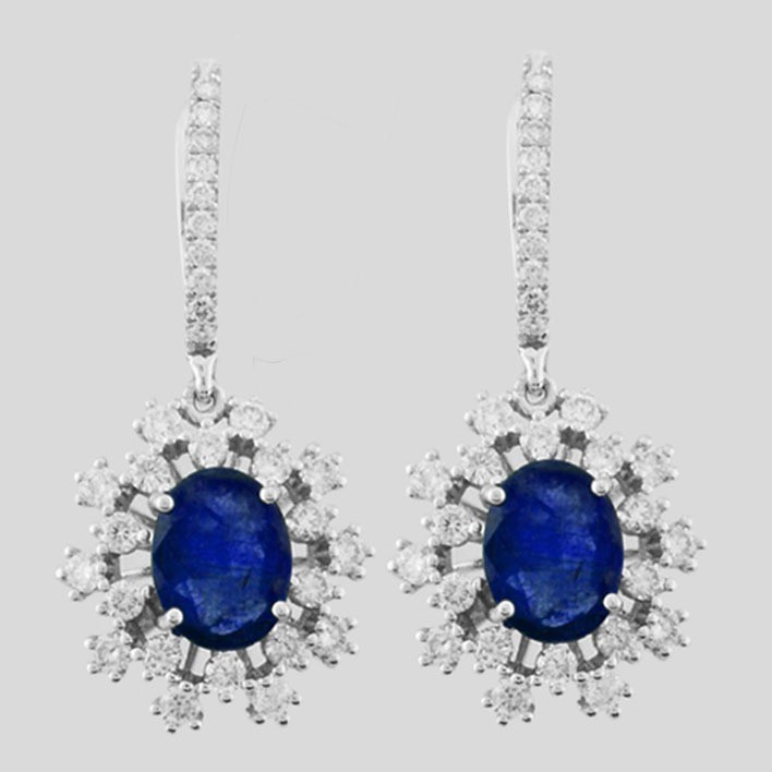 18K White Gold Tanzanite Cluster Earring Total 3,60 Ct. - Image 3 of 4