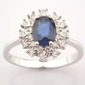 14K White Gold Diamond & Sapphire Ring