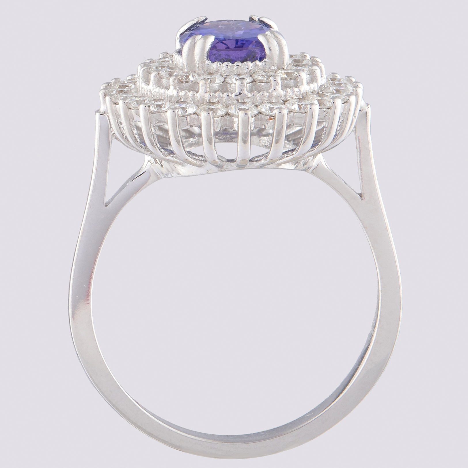 14K White Gold Cluster Ring 1.8 Ct. Tanzanite - 1.00 Ct. Diamond - Image 2 of 4