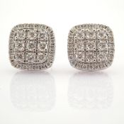 14K White Gold Diamond Earring