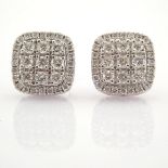 14K White Gold Diamond Earring