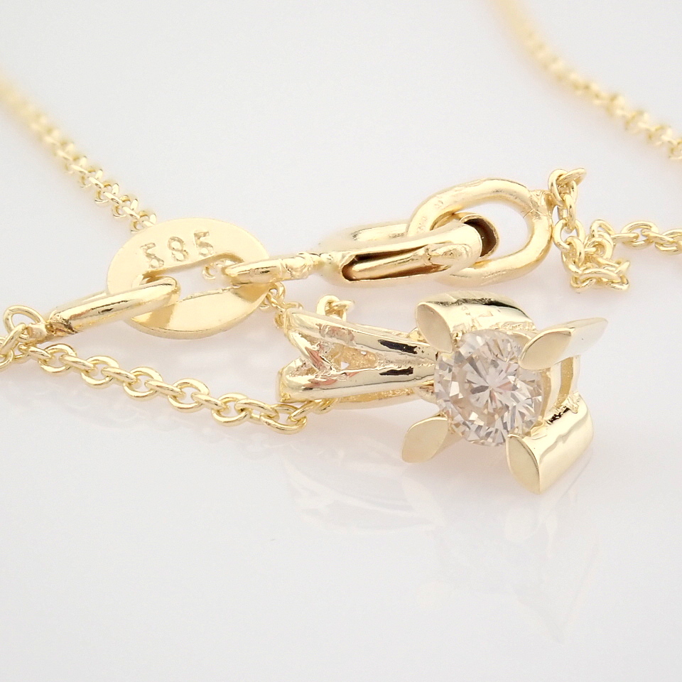 14 Yellow Gold Diamond Solitaire Necklace - Image 6 of 8
