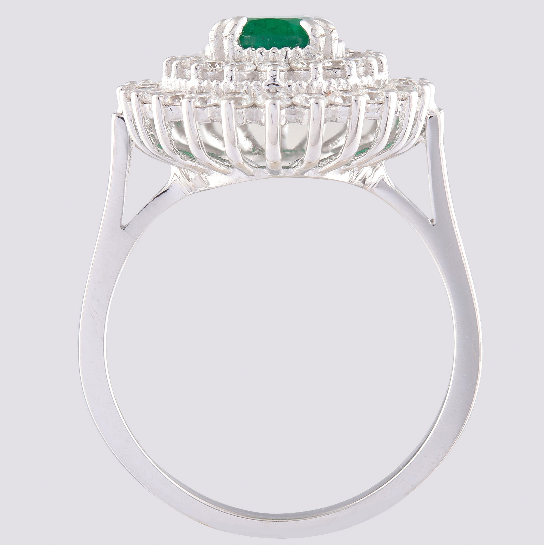 14K White Gold Cluster Ring 1.1 Ct. Natural Emerald - 1.00 Ct. Diamond - Image 2 of 4