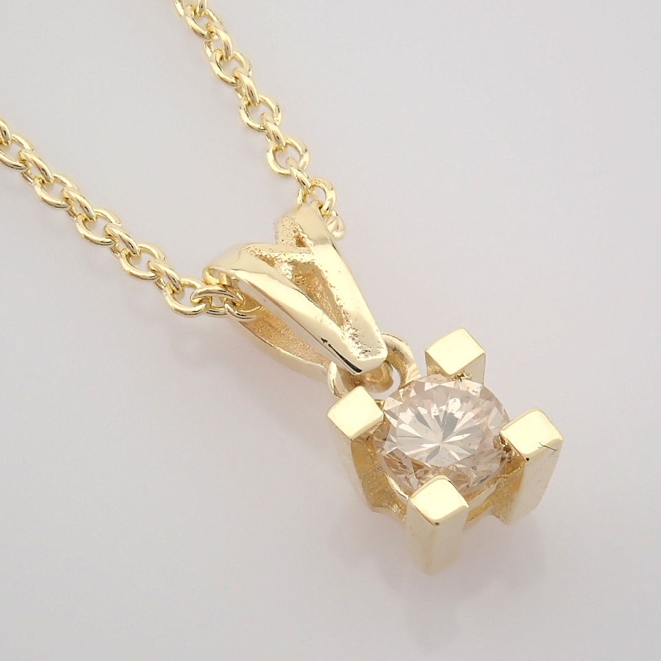 14K Yellow Gold Diamond Solitaire Necklace