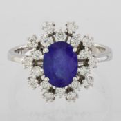 18K White Gold Tanzanite Cluster Ring Total 1.45 Ct.