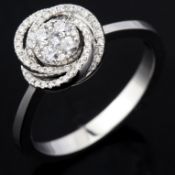 14 kt. White gold - Ring - 0.19 Ct. Diamond