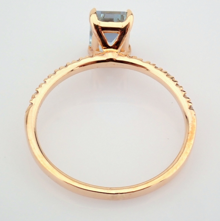 14K Rose/Pink Gold Diamond & Aquamarine Ring - Image 2 of 5