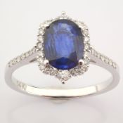 14K White Gold Diamond & Sapphire Ring