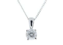 9ct White Gold Single Stone Four Claw Set Diamond Pendant