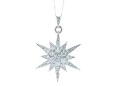 18ct White Gold Star Shape Diamond Pendant 2.84 Carats