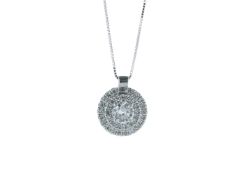 18ct White Gold Double Halo Diamond Pendant 0.75 Carats