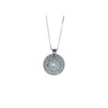 18ct White Gold Double Halo Diamond Pendant 0.75 Carats