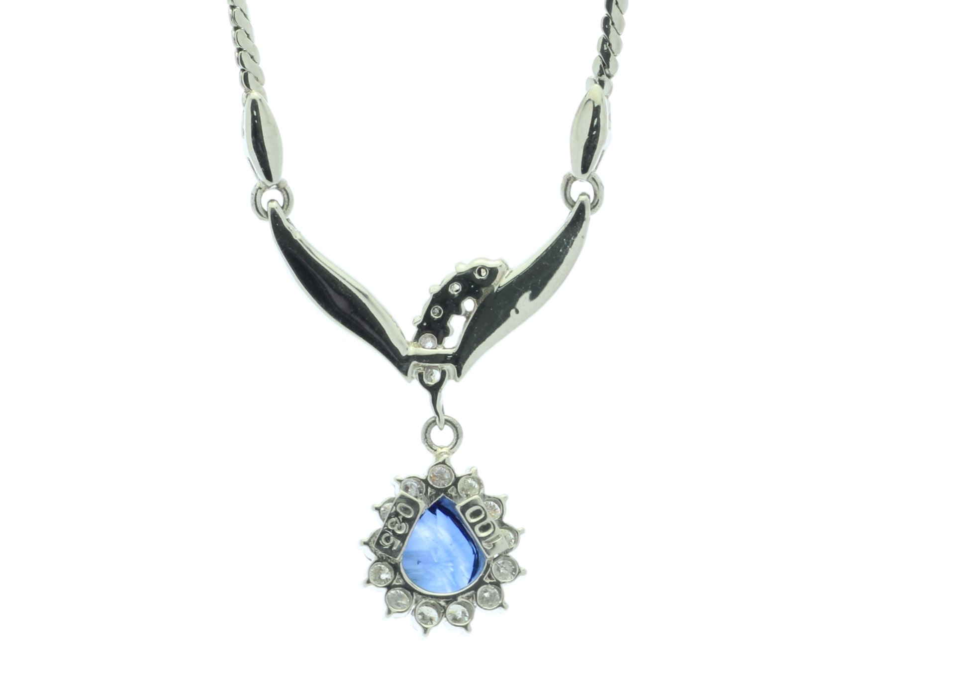 Platinum Cluster Diamond And Sapphire Necklace (S1.00) 0.35 Carats - Image 2 of 3