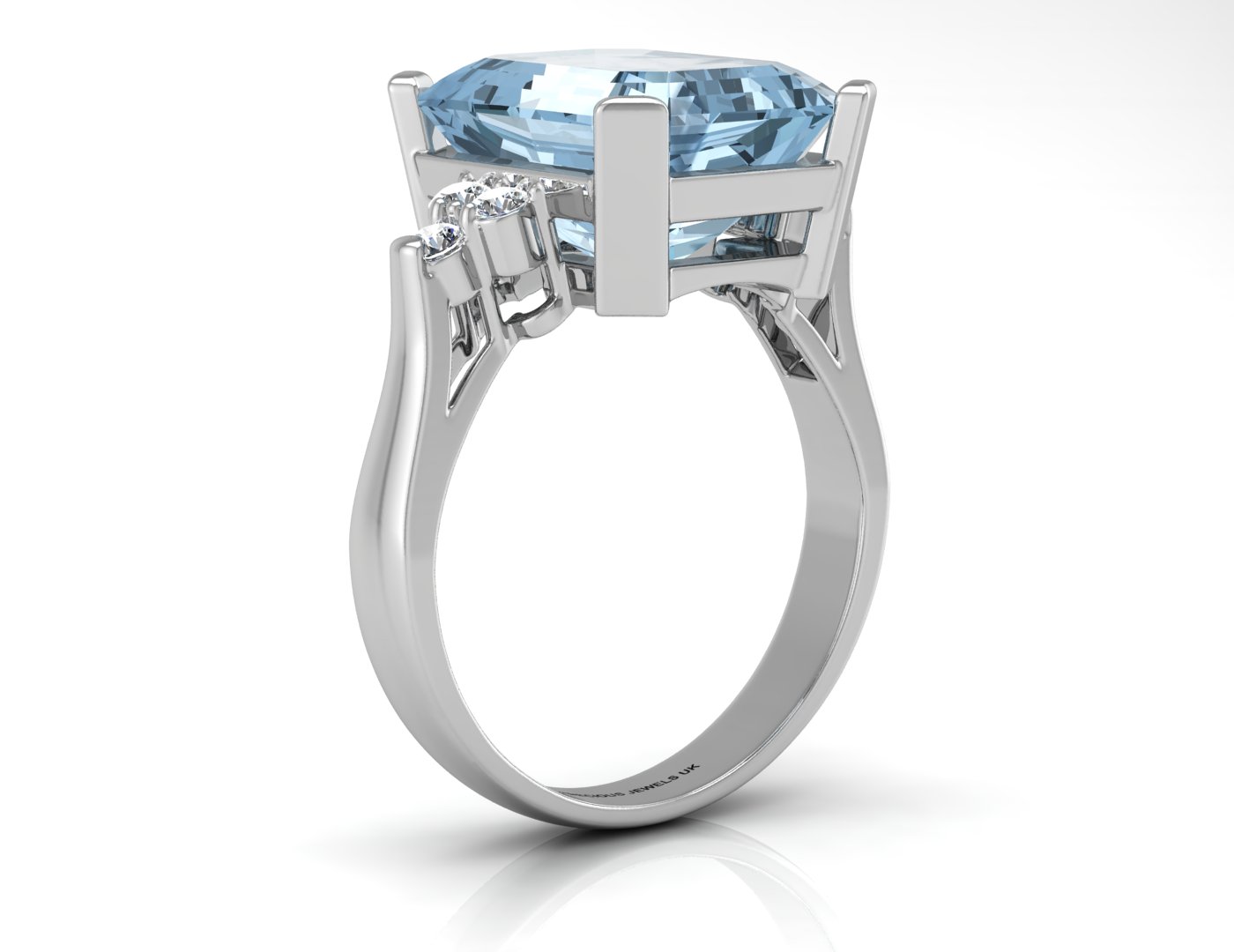 9ct White Gold Diamond And Blue Topaz Ring - Image 2 of 5