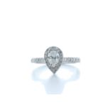 18ct White Gold Single Stone With Halo Setting Ring 0.91 (0.51) Carats