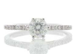 18ct White Gold Solitaire Diamond ring With Stone Set Shoulders 0.90 Carats