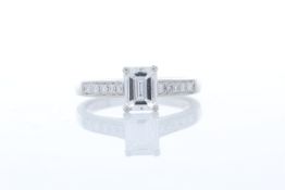 Platinum Emerald Cut Diamond Ring 1.04 Carats